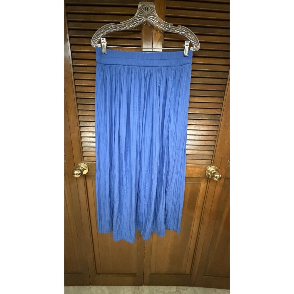 Chico's Blue Crinkle Pleated Top & Skirt Set Boho Cottagecore 2 Piece Large - Picture 6 of 9